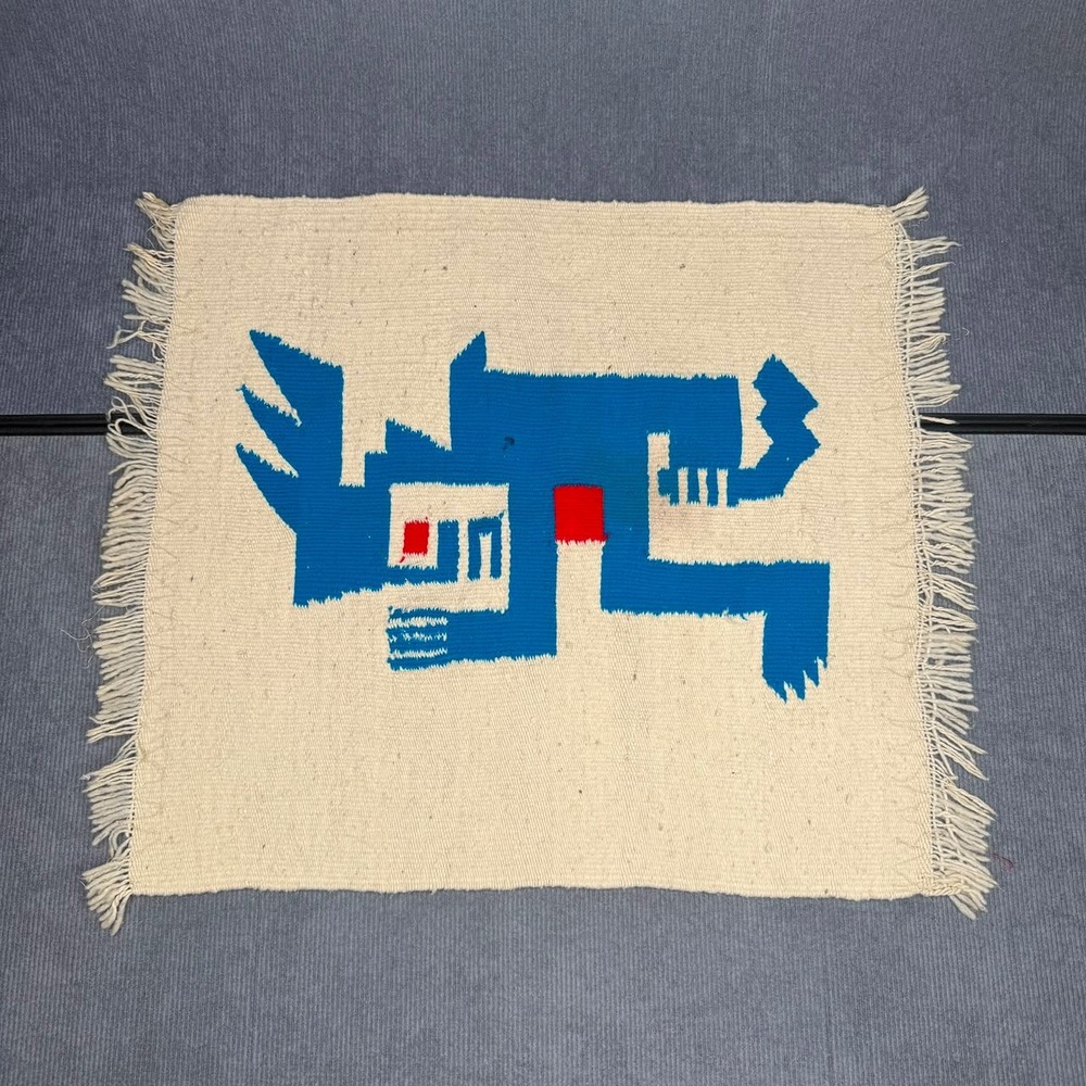 Vintage Zapotec Handwoven Wool Rug Southwestern Tribal Bird Textile 24x28